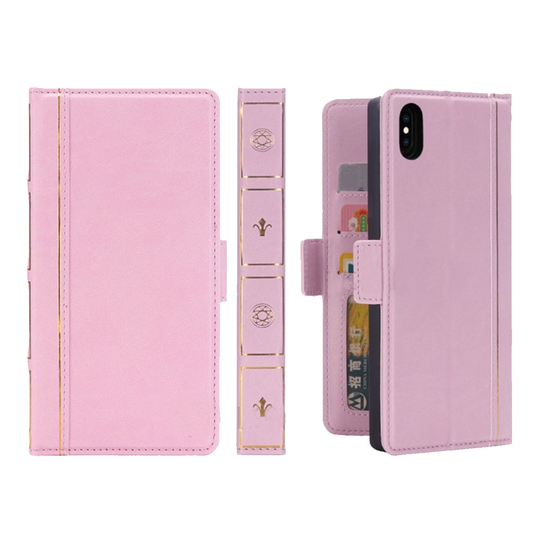 iPhone Xs Max Kirjan kuviollinen synteetti nahkainen lompakko suojakotelo - Pinkki
