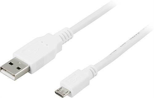 USB 2.0 Kaapeli Tyyppi A Ur - Tyyppi Micro B Ur, 5-pin, 0,25m, Valkoinen