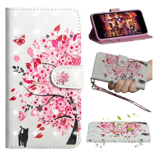 Motorola Moto G7 Power patterned leather case - Flowered Tree