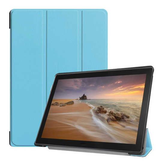 Lenovo Tab E10 tri-fold nahkainen flip suojakotelo - Vaaleansininen