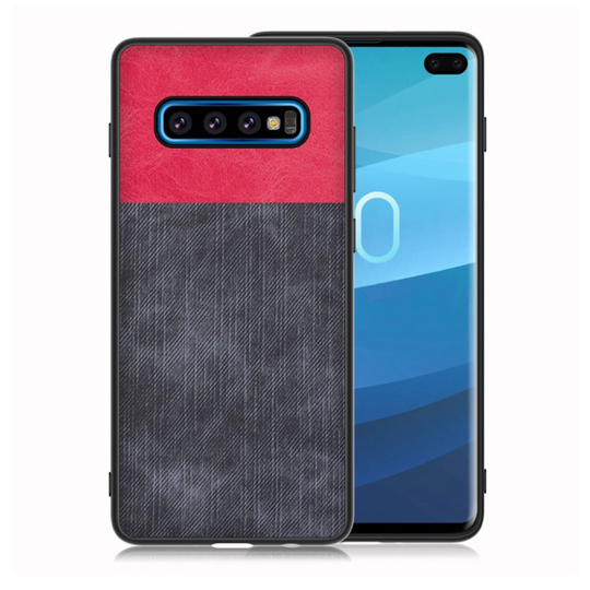 Samsung Galaxy S10 Plus jeans cloth case - Red / Dark Blue