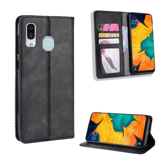 Samsung Galaxy A40 vintage leather case - Black