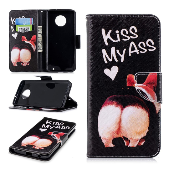 Motorola Moto G6 Plus pattern printing leather flip case - Kiss My Ass