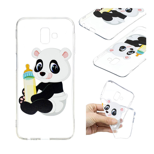 Samsung Galaxy J6 Plus (2018) kuviollinen pehmeä takasuoja kuori silikooni muovista - Tuttipullo Panda