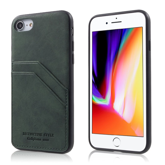 iPhone 7 / 8 Retro Tyylinen Synteetti Nahka Pinnoitettu Muovi Takasuoja Kuori - Vihreä