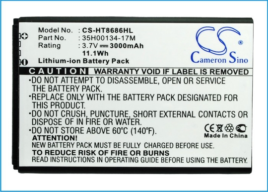 HTC 7 Trophy Spark T8686 Extended With Back Cover yhteensopiva akku - 3000 mAh