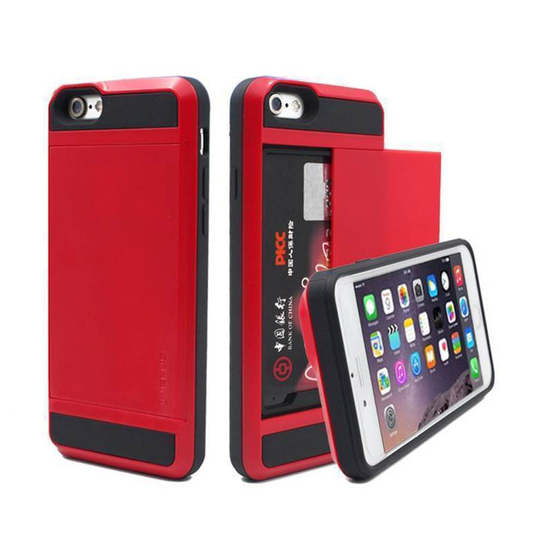 iPhone X Hard Plastic Cover With Card Holder (Red)