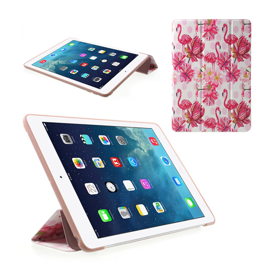 iPad (2018) taiteltava suojakotelo - Flamingot ja kukat