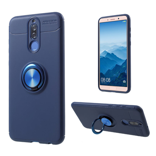 Huawei Mate 10 Lite Metallinen Sormirengas ja Magneetti Takasuoja Kuori - Sininen