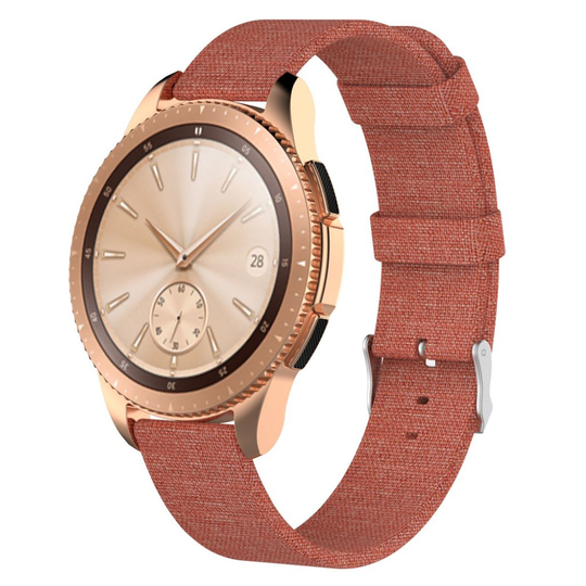Samsung Galaxy Watch (42mm) Nailoni kangas kellon vaihto ranneke metalli soljella - Oranssi