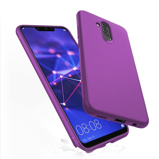 Huawei Mate 20 Lite Tvilli kangas rakenteinen silikooni muovinen pehmeä takasuoja kuori - Violetti