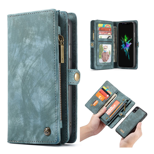 iPhone Xr CASEME 2in1 monitoimi lompakko suojakotelo magneetti suojakuorella - Sininen