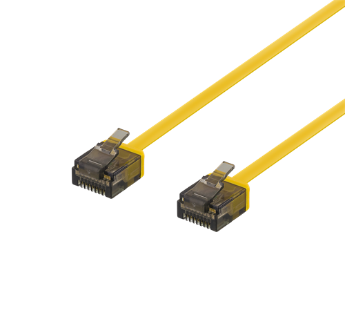 U/UTP Cat6a -laitekaapeli, Litteä, 2 M, Ainoastaan 1 Mm Paksu, 500 MHz, Keltainen