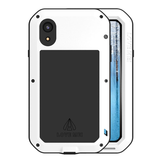 iPhone Xr LOVE MEI iskukestävä kolme kerroksinen hybriidi suojakuori - Valkoinen