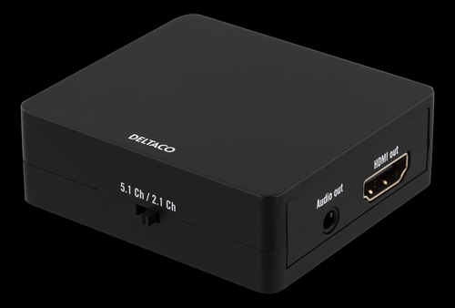 DELTACO Muunnin HDMI - HDMI + SPDIF ja 3 5 mm Ultra HD taajuudella 30 Hz 5.1- tai 2.1-kanavainen ääni ABS-muovia musta