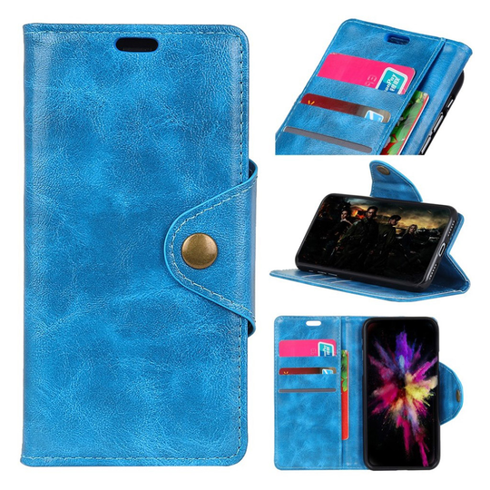 Samsung Galaxy S10 Plus teksturoitu nahkainen flip Suojakotelo - Sininen