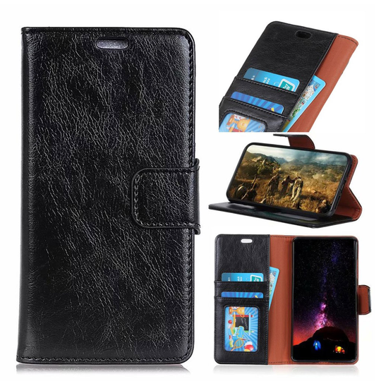 Samsung Galaxy S10 Plus teksturoitu haljasnahkainen Suojakotelo - Musta