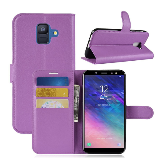 Samsung Galaxy A6 Liitsihedelmän Jyvä PU Nahka Lompakko Kuori - Violetti