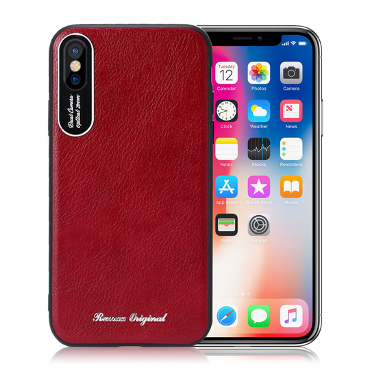 iPhone X REMAX Synteetti Nahkainen Muovinen Takasuoja Kuori - Punainen