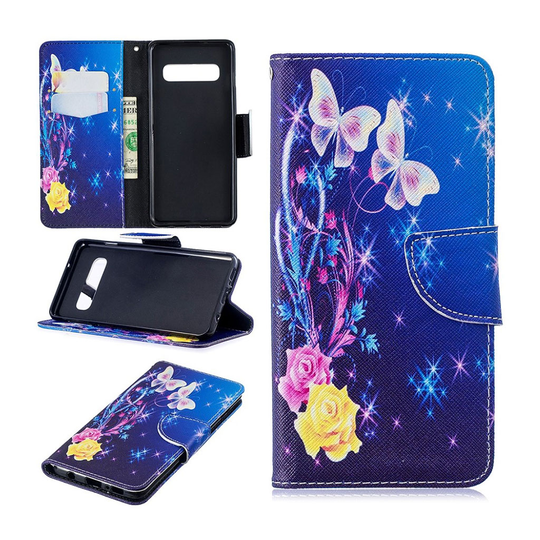 Samsung Galaxy S10 kuosillinen nahkainen flip Suojakotelo - Elegantit Perhoset
