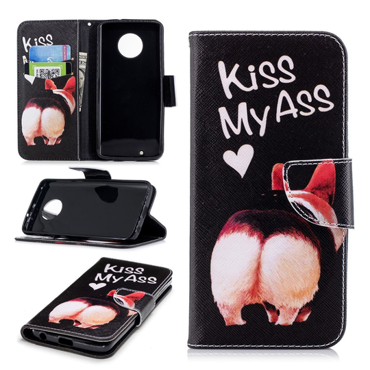 Motorola Moto G6 pattern printing leather flip case - Kiss My Ass