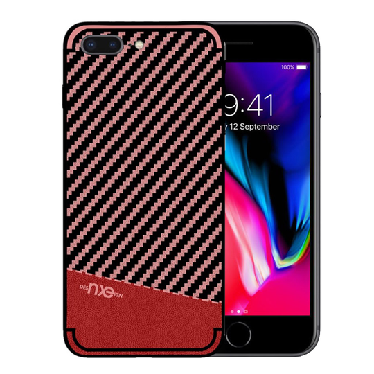 NXE iPhone 7 Plus ja 8 Plus hiilikuitutekstuurinen suojakuori - Punainen