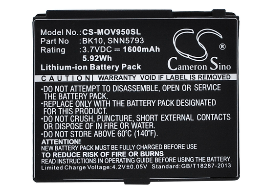Cameron Sino tarvikeakku Motorola i296 i335 i465 Clutch akku 1600 mAh
