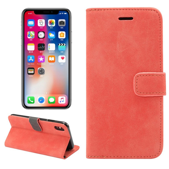 iPhone 9 Plus Retro Tyylinen Synteetti Nahkainen Lompakko Suojakotelo magneetti Lukolla - Punainen
