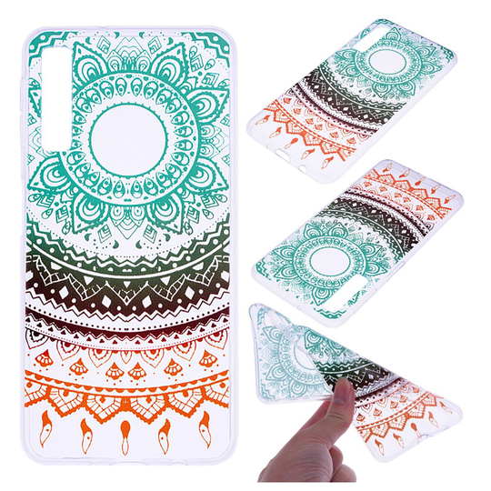 Samsung Galaxy A7 (2018) pehmeä ja joustava kuviollinen silikooni muovinen takasuoja kuori - Värikäs Mandala