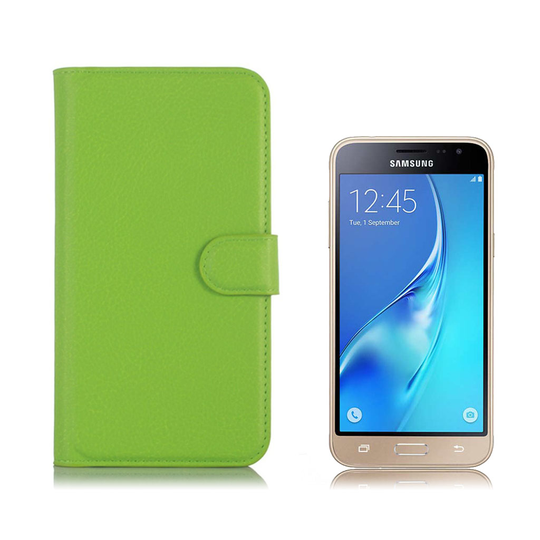 Samsung Galaxy J3 / J3 (2016) Litsi Pintainen Nahkakotelo - Vihreä