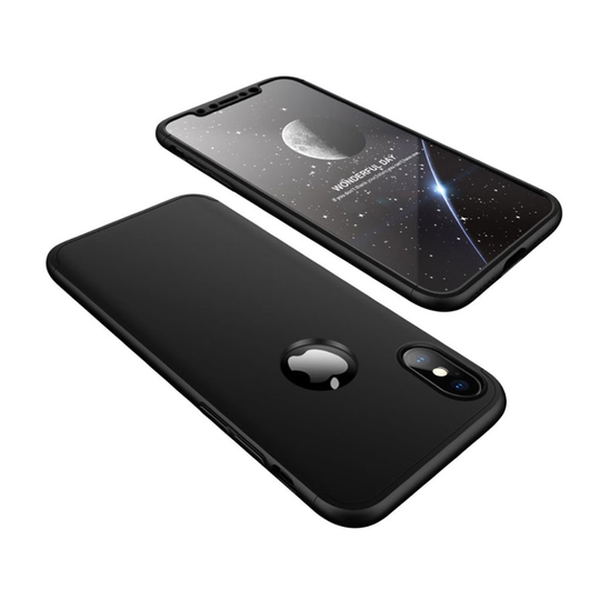 iPhone Xs Max GKK 3 palainen matta pintainen kova muovinen suojakuori logo reiityksellä - Musta