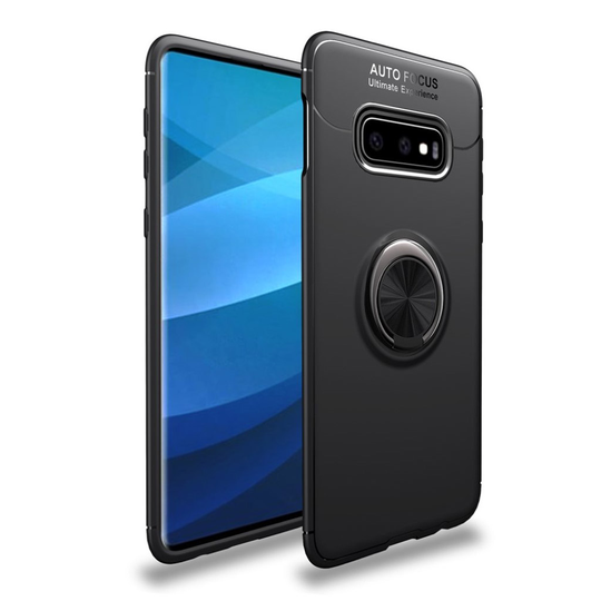 Samsung Galaxy S10 Plus takatuellinen suojakotelo rengaspidikkeellä - Musta