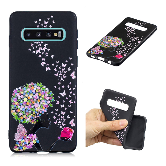 Samsung Galaxy S10 Plus kohokuvioitu kuosi Suojakotelo - Kukka ja Perhonen
