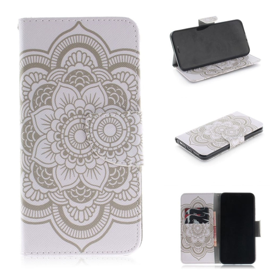 iPhone 9 Plus Synteetti Nahkainen Kuviollinen Lompakko Suojakotelo - Henna Kukka