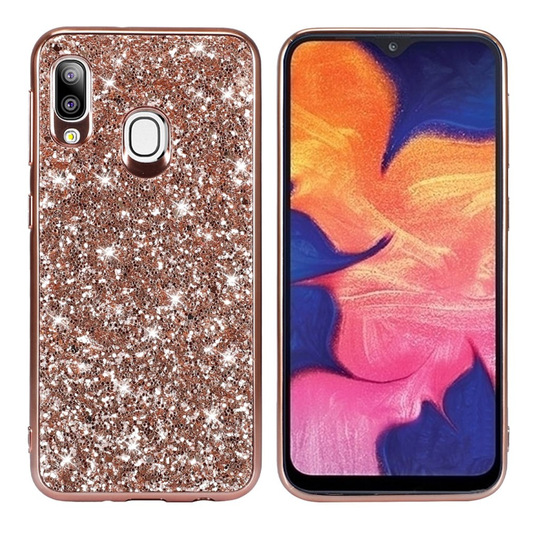 Glitter Samsung Galaxy A20e kuoret - Ruusukulta