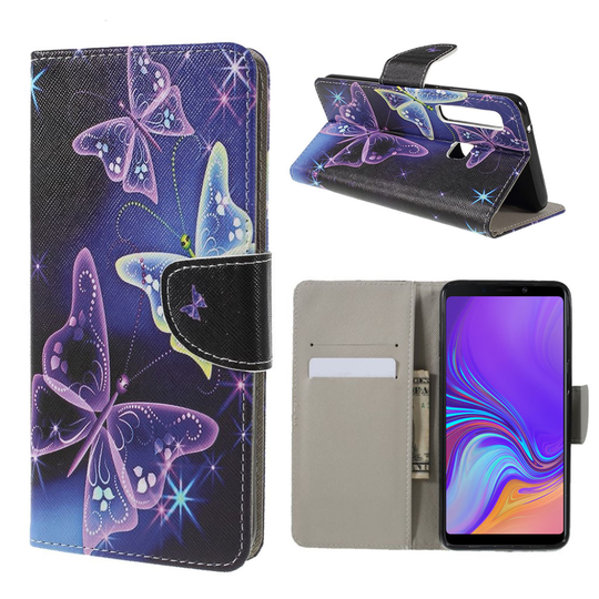 Samsung Galaxy A9 (2018) synteetti nahkainen lompakko suojakotelo kuviolla - Kauniit Perhoset
