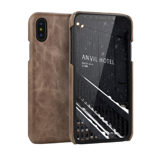 iPhone Xs Max retro aito nahka pinnoitettu kova muovinen takasuoja kuori - Kahvi
