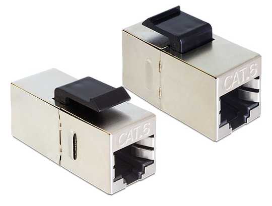 Keystone-moduuli, RJ45 Naaras - RJ45 Naaras, Suojattu Cat6, Hopea