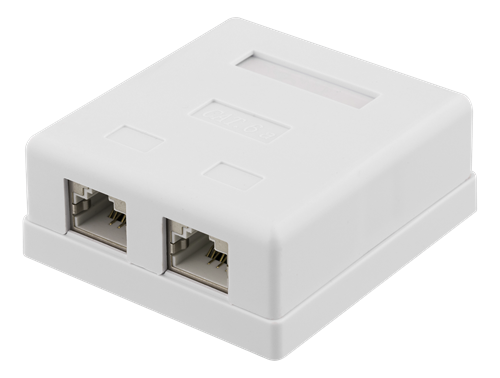 Suojattu Datarasia Pinta-asennukseen, FTP, 2 X RJ45, Cat6a, Valkoinen