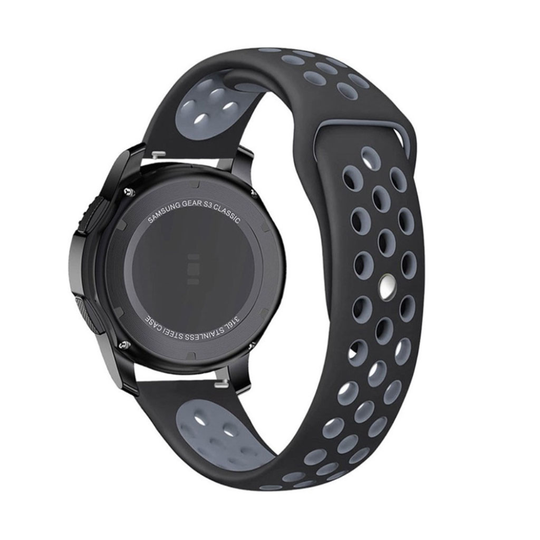 Samsung Gear S3 Kaksisävyinen Silikooni Vaihto ranneke - Musta/ Tumman harmaa