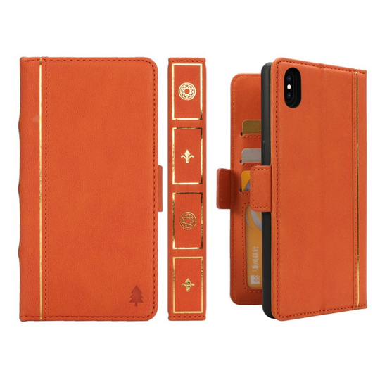 iPhone Xs Max Kirjan kuviollinen synteetti nahkainen lompakko suojakotelo - Oranssi
