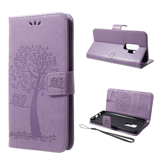 Samsung Galaxy S9 Plus puukuvioinen suojakotelo - Vaaleanvioletti