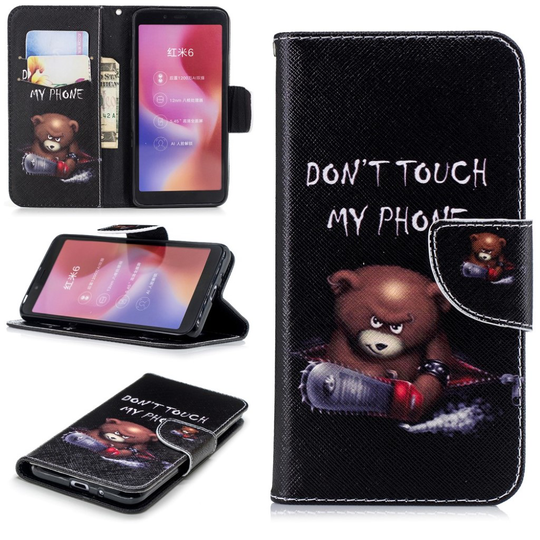 Xiaomi Redmi 6 kuviollinen synteetti nahkainen lompakko suojakotelo magneetti lukolla - Nalle Ja Teksti